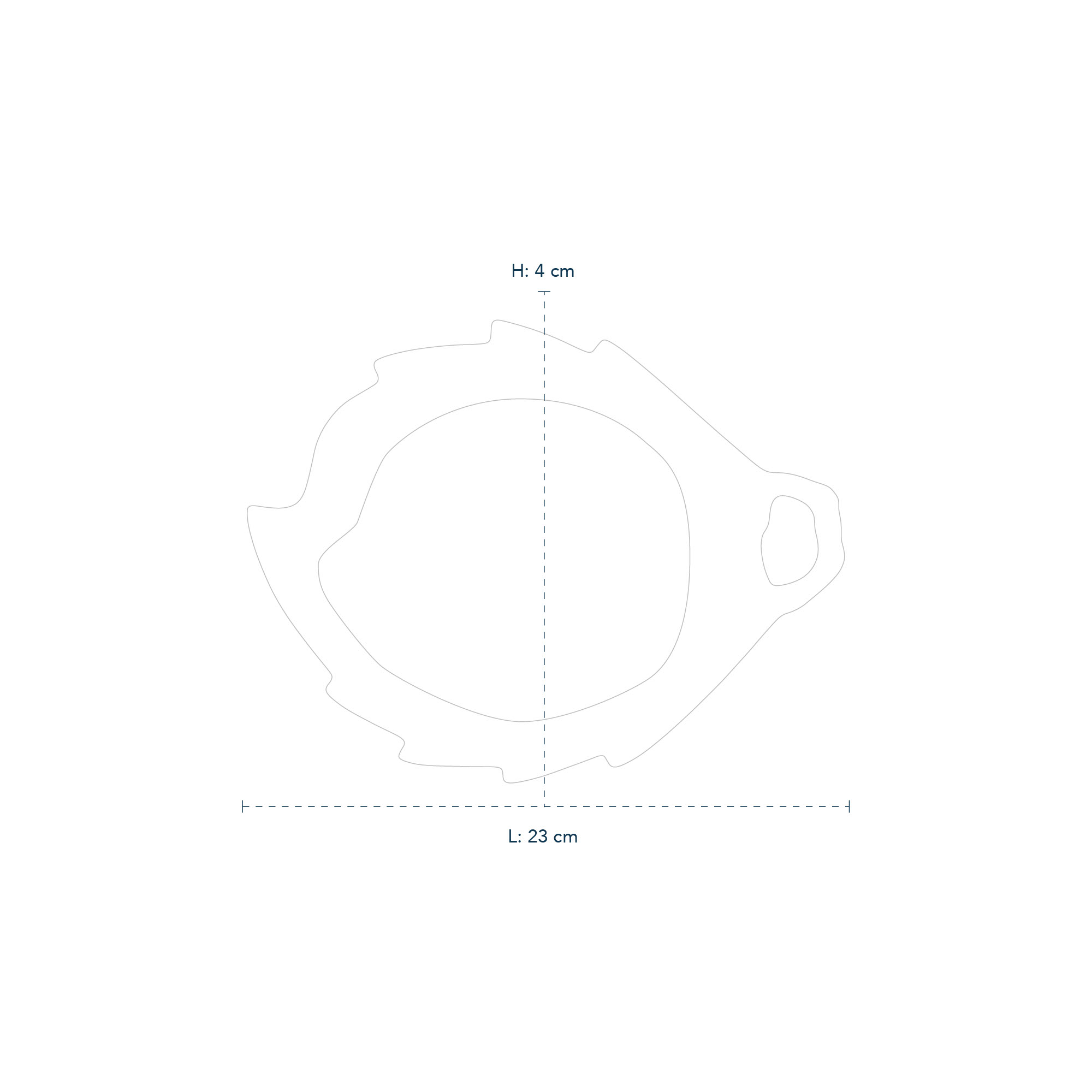 Line drawing of White Fluted Half Lace Dish Leaf Shaped 23 cm
